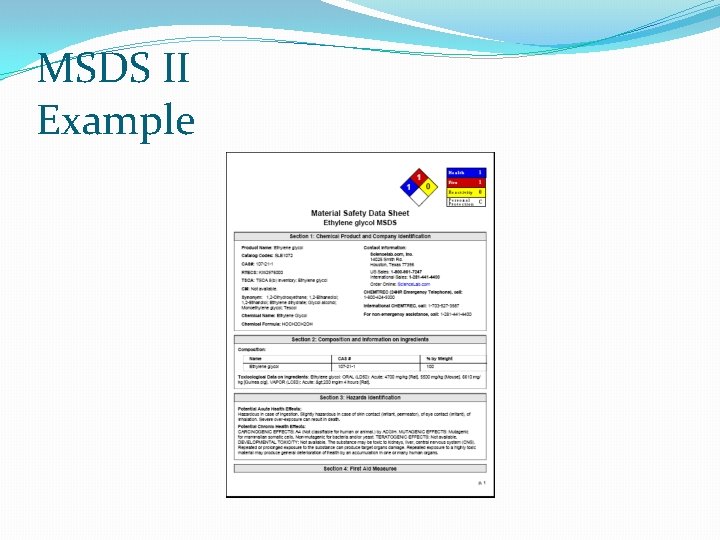 MSDS II Example 