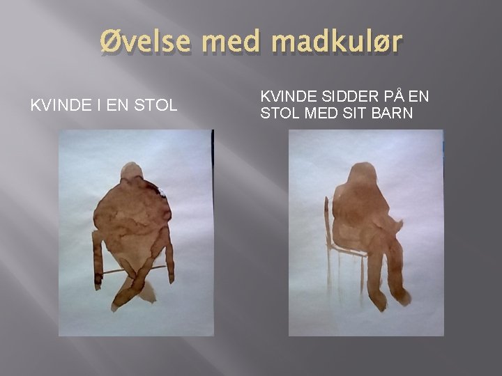 Øvelse med madkulør KVINDE I EN STOL KVINDE SIDDER PÅ EN STOL MED SIT