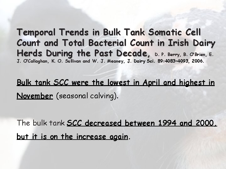 Temporal Trends in Bulk Tank Somatic Cell Count and Total Bacterial Count in Irish