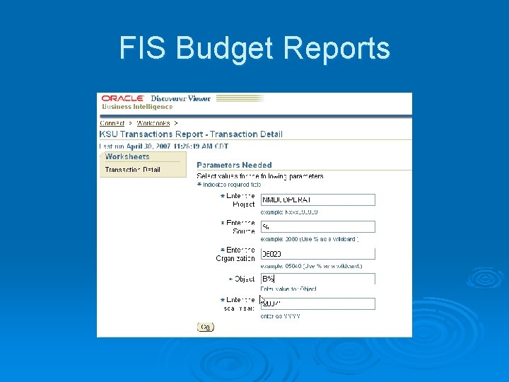 FIS Budget Reports 