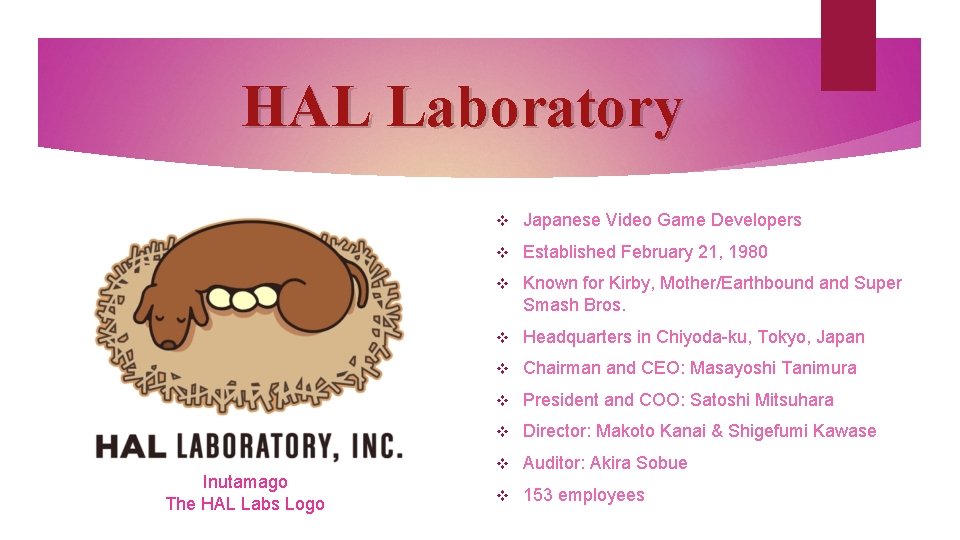 HAL Laboratory Inutamago The HAL Labs Logo v Japanese Video Game Developers v Established