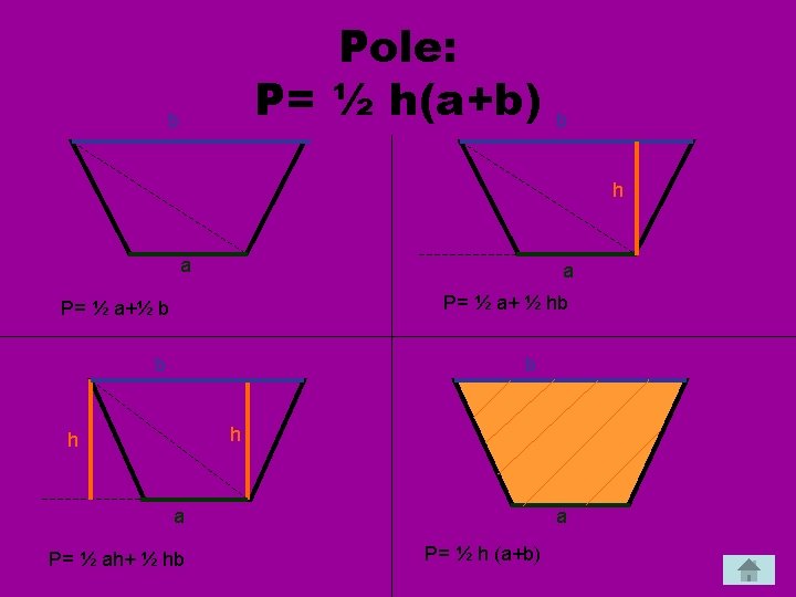 Pole: P= ½ h(a+b) b b h a a P= ½ a+ ½ hb