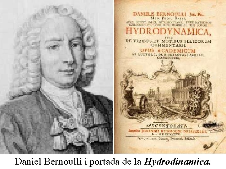 Daniel Bernoulli i portada de la Hydrodinamica. 
