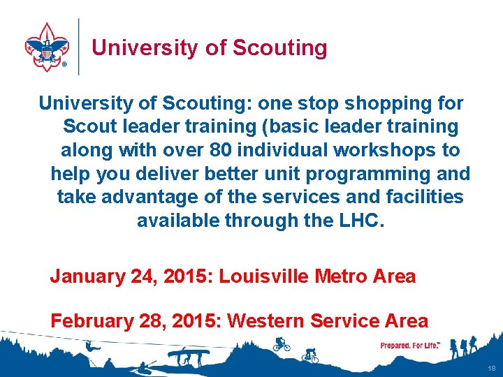 University of Scouting: one stop shopping for Scout leader training (basic leader training along