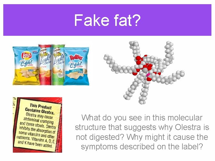 Fake fat? What do you see in this molecular structure that suggests why Olestra