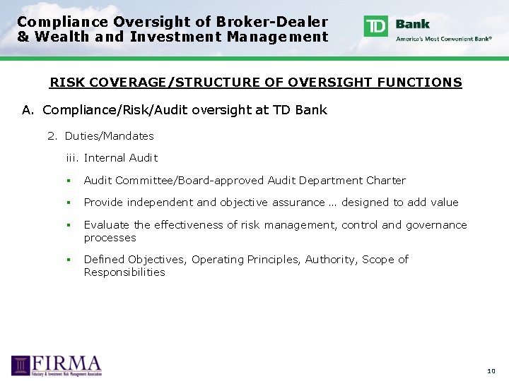 Compliance Oversight of Broker-Dealer & Wealth and Investment Management RISK COVERAGE/STRUCTURE OF OVERSIGHT FUNCTIONS