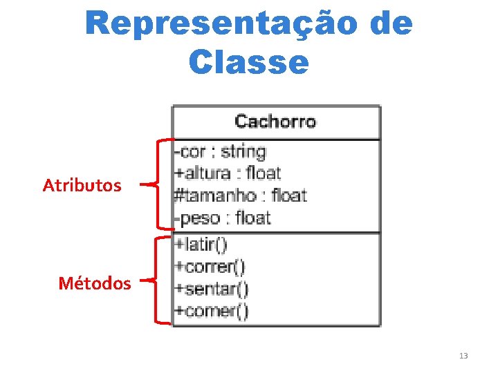 Representação de Classe Atributos Métodos 13 