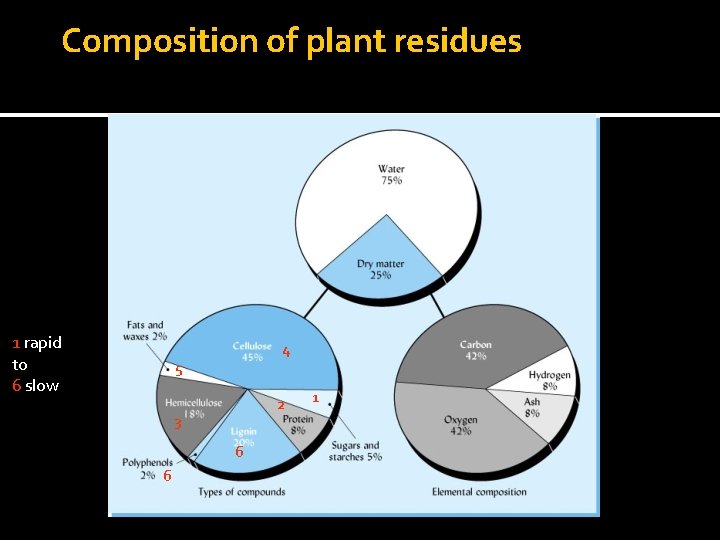 Composition of plant residues 1 rapid to 6 slow 4 5 2 3 6
