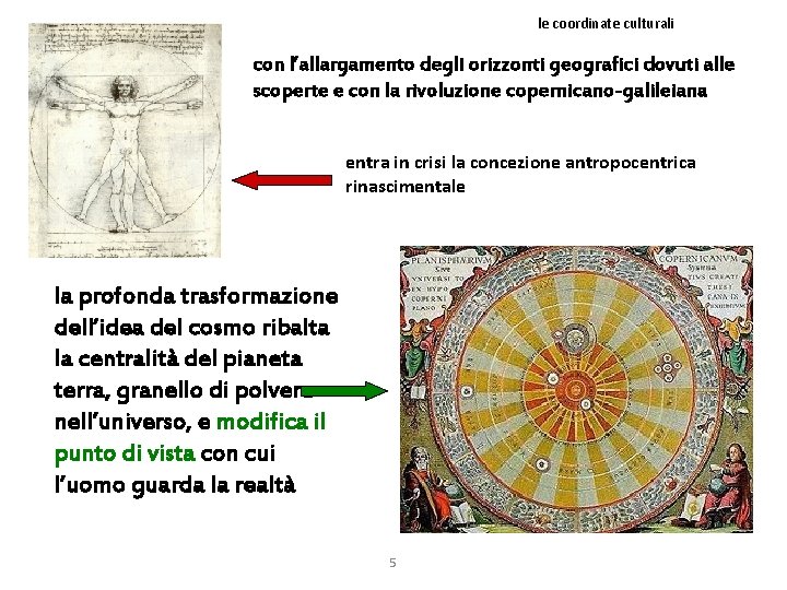 le coordinate culturali con l’allargamento degli orizzonti geografici dovuti alle scoperte e con la