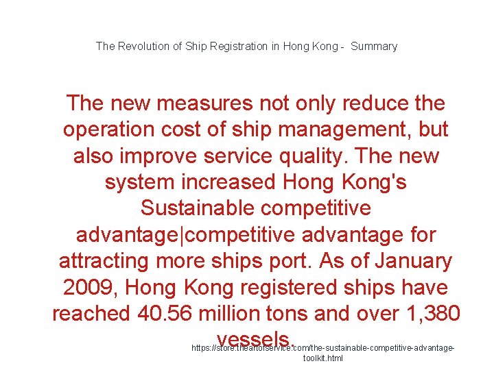 The Revolution of Ship Registration in Hong Kong - Summary 1 The new measures