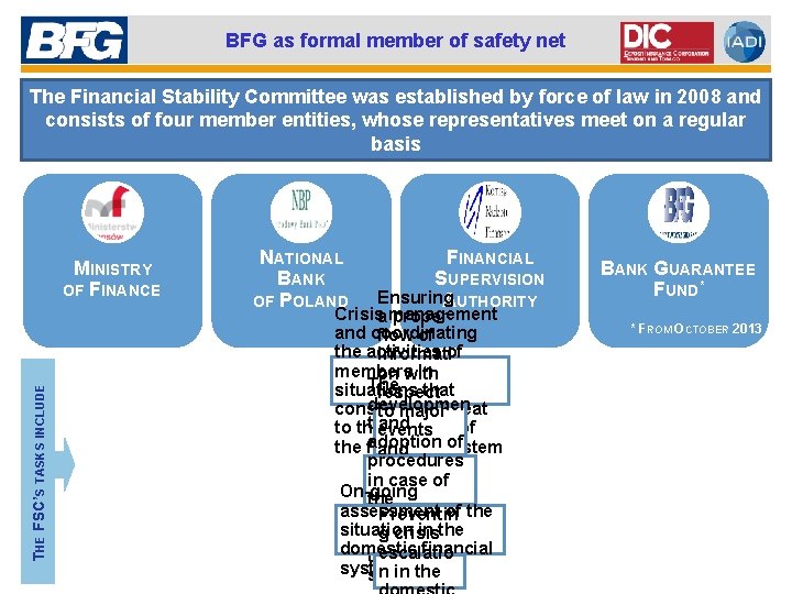 BFG as formal member of safety net The Financial Stability Committee was established by