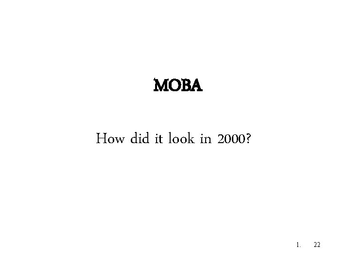 MOBA How did it look in 2000? 1. 22 