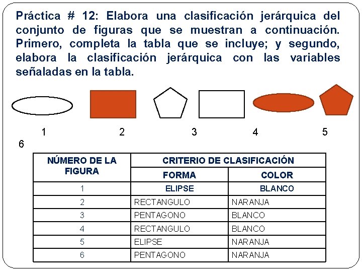 Práctica # 12: Elabora una clasificación jerárquica del conjunto de figuras que se muestran