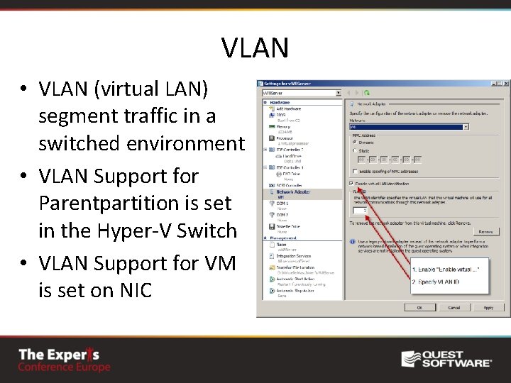 VLAN • VLAN (virtual LAN) segment traffic in a switched environment • VLAN Support
