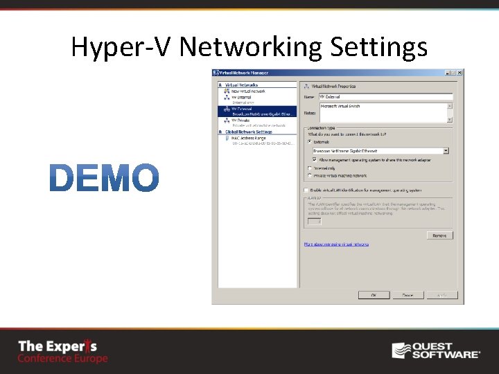 Hyper-V Networking Settings 