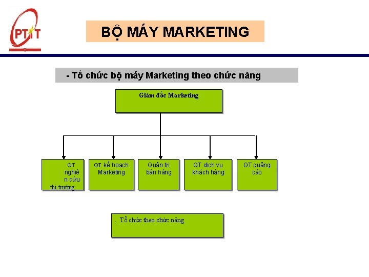 BỘ MÁY MARKETING Tổ chức bộ máy Marketing theo chức năng Giám đốc Marketing
