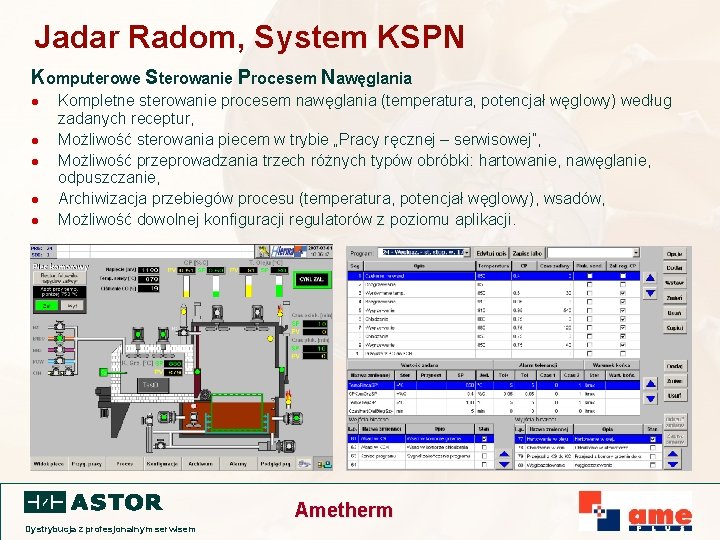 Jadar Radom, System KSPN Komputerowe Sterowanie Procesem Nawęglania l l l Kompletne sterowanie procesem