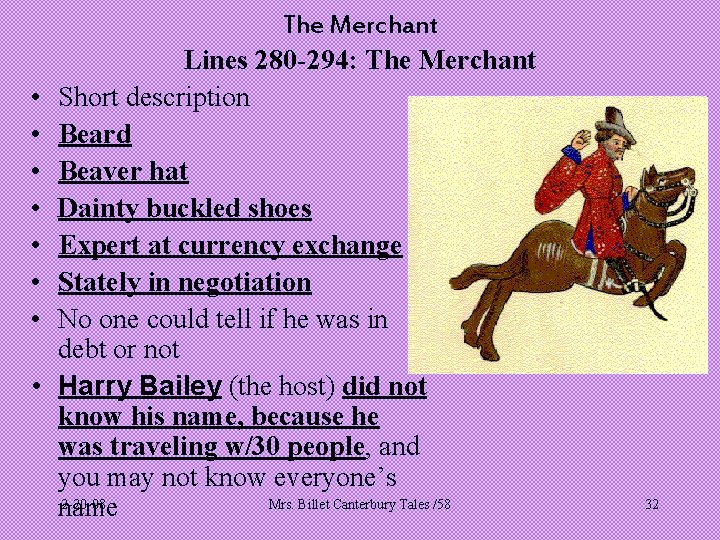  • • The Merchant Lines 280 -294: The Merchant Short description Beard Beaver
