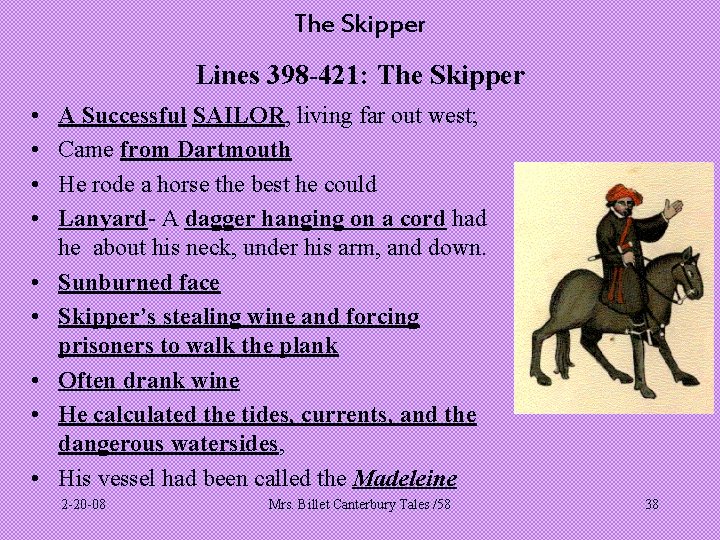 The Skipper Lines 398 -421: The Skipper • • • A Successful SAILOR, living