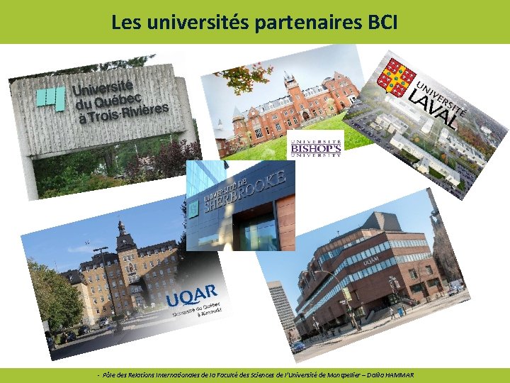 Les universités partenaires BCI - Pôle des Relations Internationales de la Faculté des Sciences