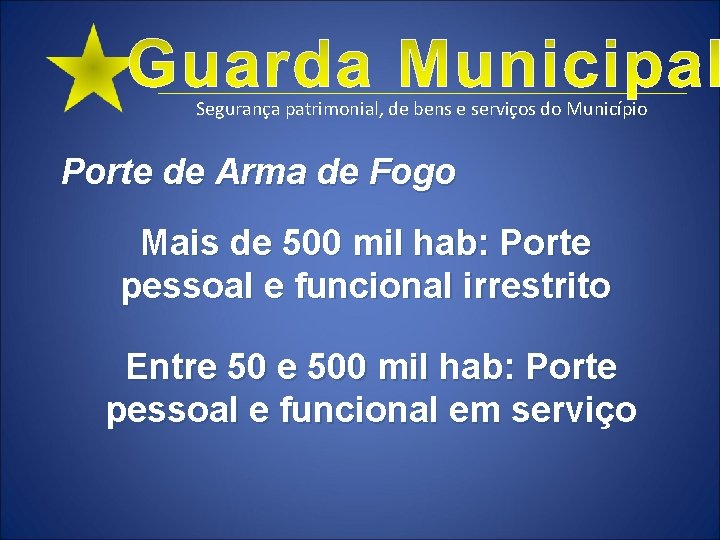 Segurança patrimonial, de bens e serviços do Município Porte de Arma de Fogo Mais