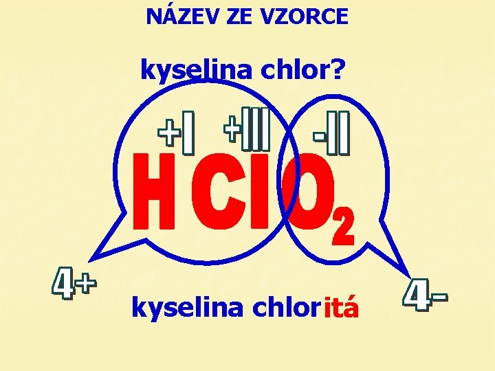 NÁZEV ZE VZORCE kyselina chlor? kyselina chlor itá 