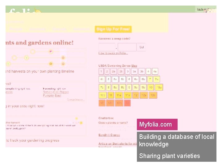 Myfolia. com Building a database of local knowledge Sharing plant varieties 