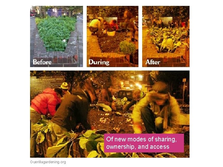 Of new modes of sharing, ownership, and access Guerillagardening. org 