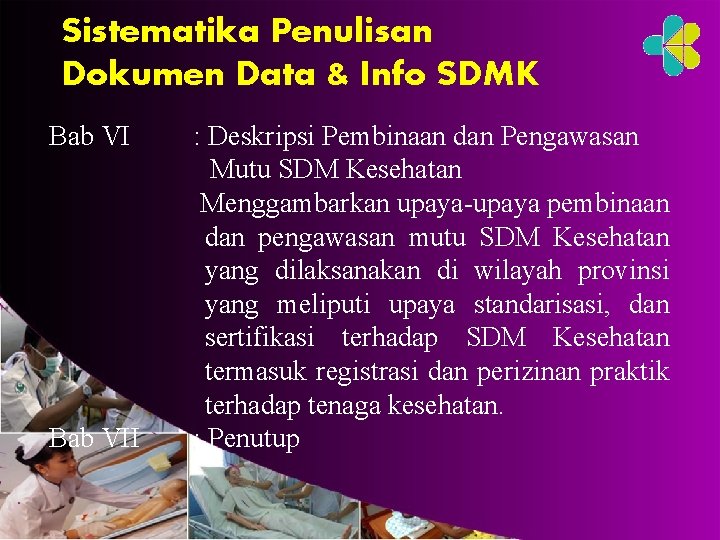 Sistematika Penulisan Dokumen Data & Info SDMK Bab VII : Deskripsi Pembinaan dan Pengawasan