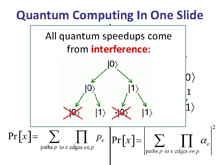 Quantum Computing In One Slide BQP: All. BPP: quantum speedups come 00 from interference: