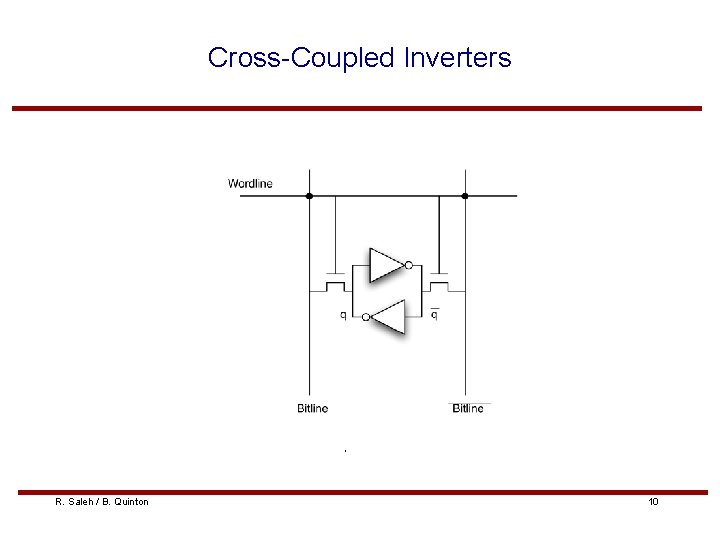 Cross-Coupled Inverters R. Saleh / B. Quinton 10 
