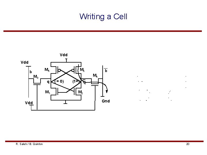 Writing a Cell Vdd M 5 b M 3 R. Saleh / B. Quinton
