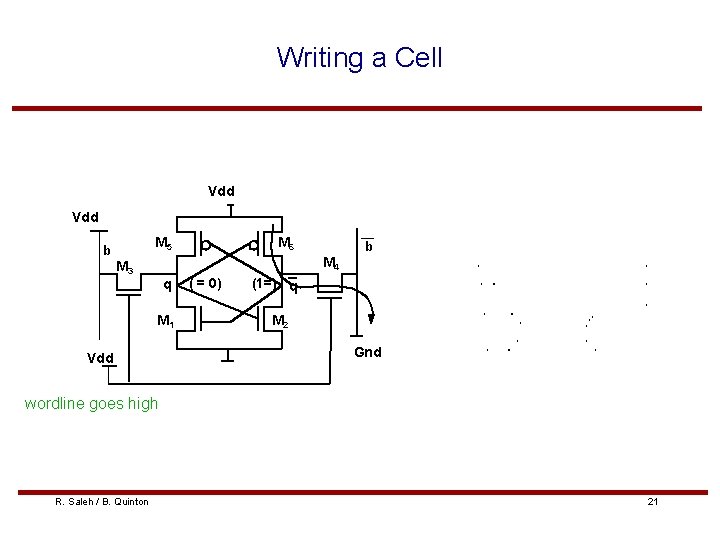 Writing a Cell Vdd M 5 b M 6 b M 4 M 3