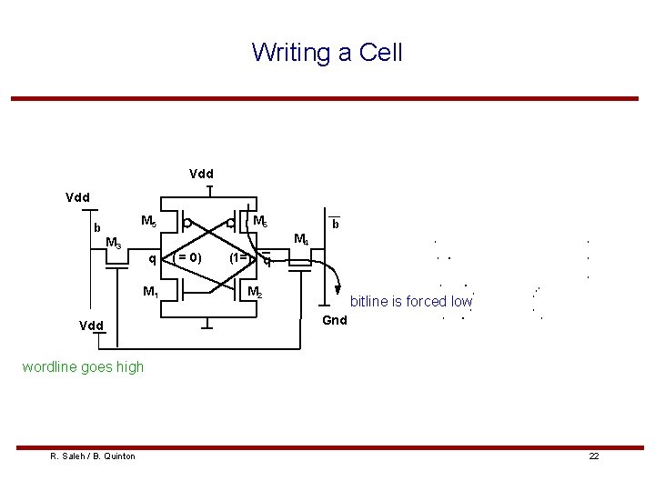 Writing a Cell Vdd M 5 b M 6 b M 4 M 3