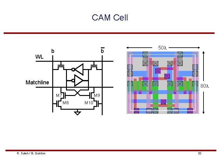 CAM Cell WL b b Matchline 80 l M 7 M 9 M 8