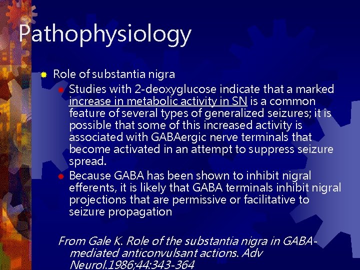 Pathophysiology ® Role of substantia nigra ® Studies with 2 -deoxyglucose indicate that a