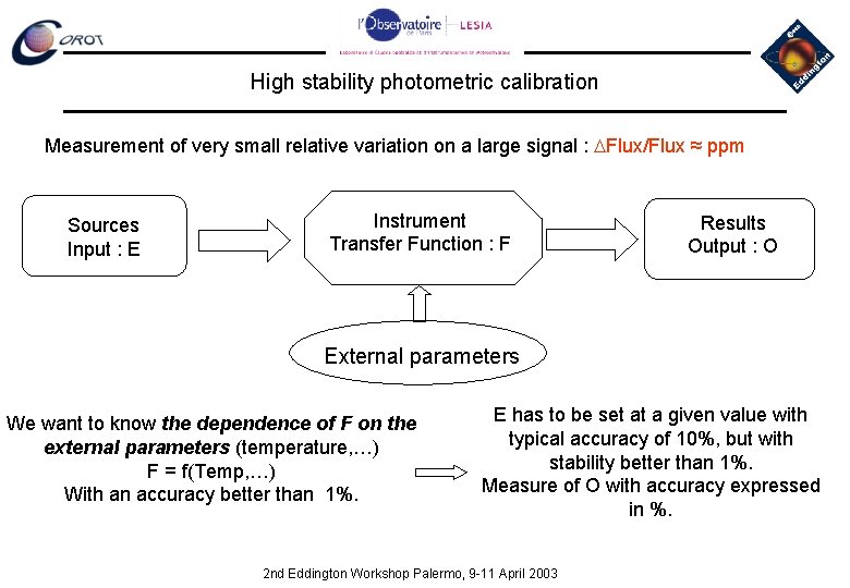 High stability photometric calibration Measurement of very small relative variation on a large signal