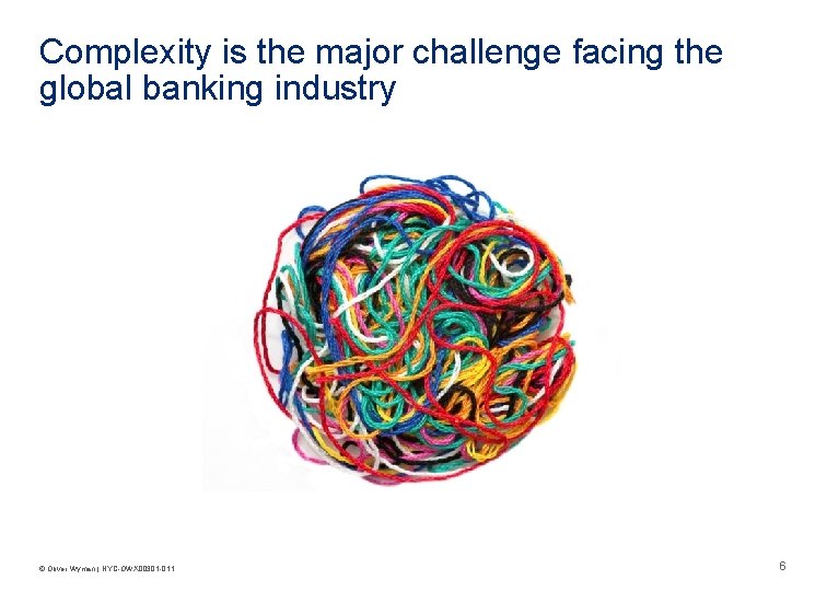 Complexity is the major challenge facing the global banking industry © Oliver Wyman |
