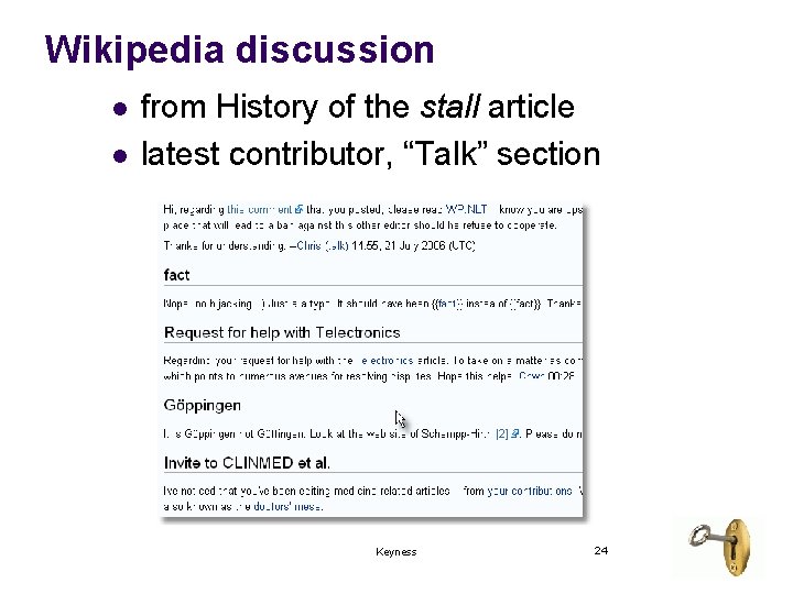 Wikipedia discussion l l from History of the stall article latest contributor, “Talk” section