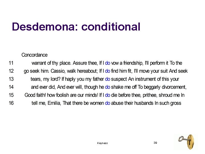 Desdemona: conditional Keyness 39 