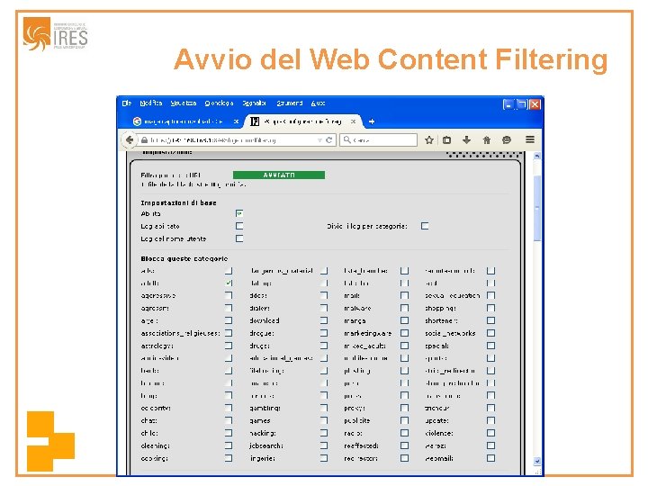 Avvio del Web Content Filtering 
