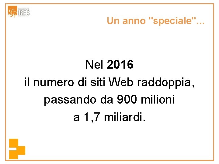 Un anno "speciale"… Nel 2016 il numero di siti Web raddoppia, passando da 900