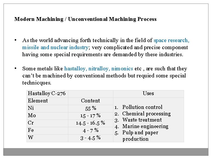 Modern Machining / Unconventional Machining Process • As the world advancing forth technically in