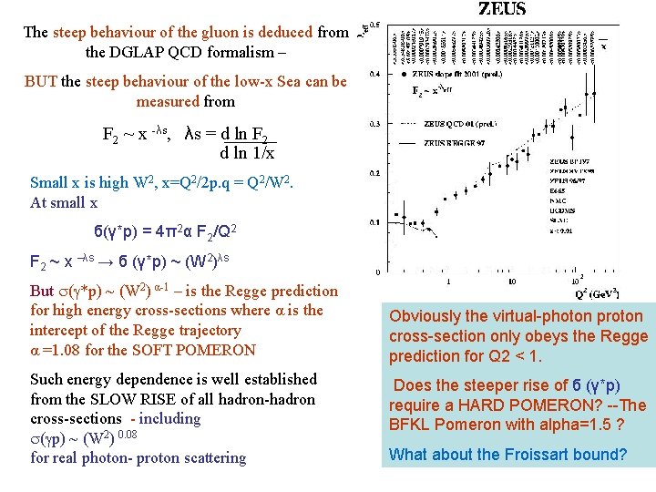 The steep behaviour of the gluon is deduced from the DGLAP QCD formalism –