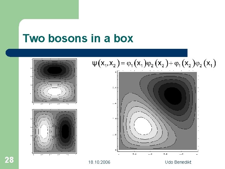 Two bosons in a box 28 18. 10. 2006 Udo Benedikt 