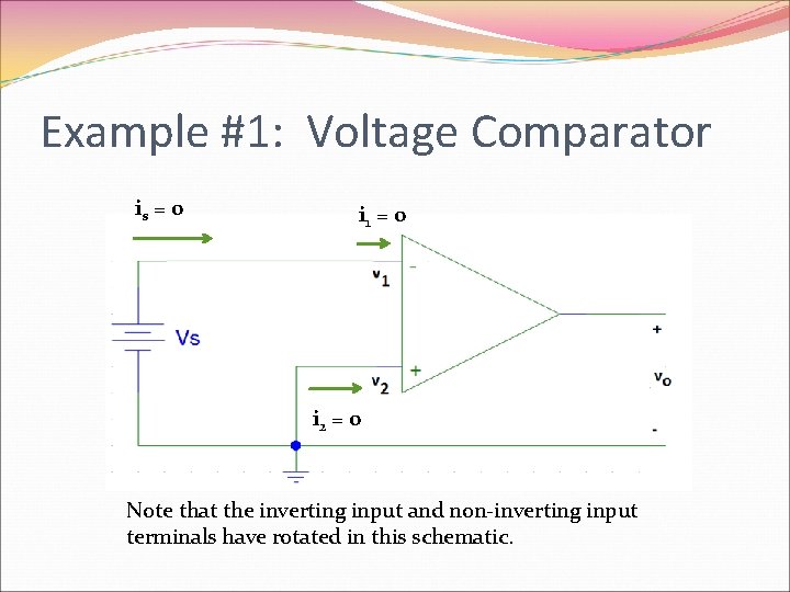 Example #1: Voltage Comparator is = 0 i 1 = 0 i 2 =
