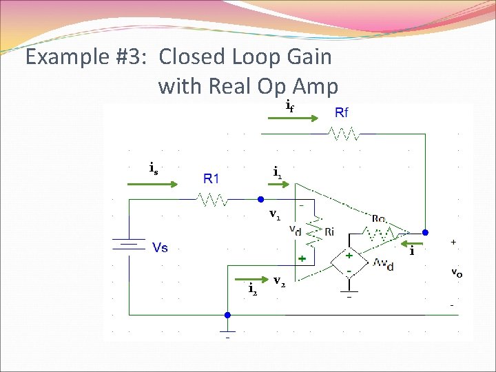 Example #3: Closed Loop Gain with Real Op Amp if is i 1 v