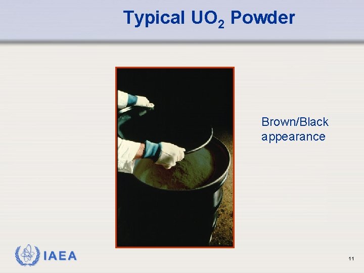 Typical UO 2 Powder Brown/Black appearance IAEA 11 