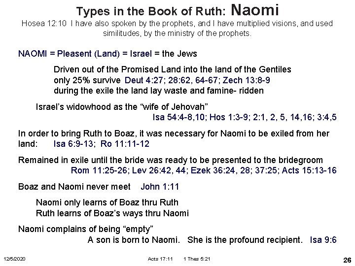 Types in the Book of Ruth: Naomi Hosea 12: 10 I have also spoken