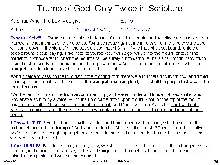 Trump of God: Only Twice in Scripture At Sinai: When the Law was given